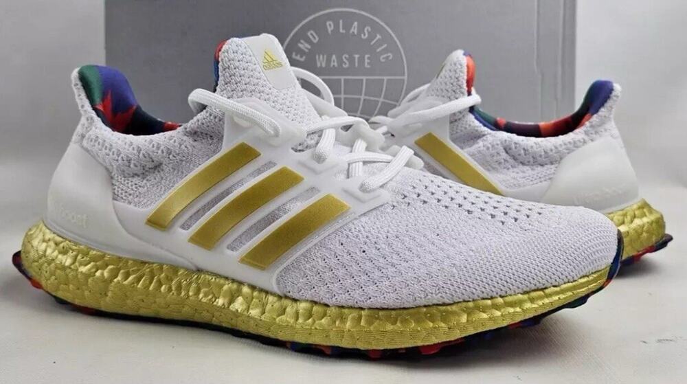 Adidas Ultraboost White Gold Long Distance Running Shoes Womens Size 13 NEW